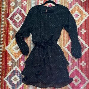 Sparkly Simply Vera Vera Wang Black Mini Tiered Dress